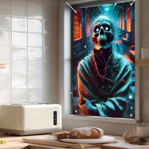 Banner Halloween ventana diseño calavera 31x47 pulgadas miniatura 4