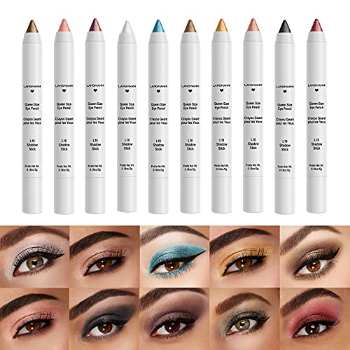 Petansy Lidschatten-Stift mit 10 Farben,, wischfest, für Make-up, Grundierung, Lidschatten, warme bis kühle Creme, schimmernder, Bleistift, Anfänger, Lidschatten-Sticks Frauen