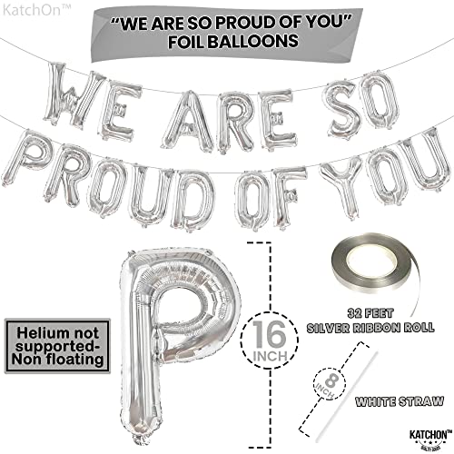 Image of KatchOn, Silver We Are So Proud of You Balloons - 16 Inch | Silver Proud Of You Balloon banner for Graduation Decorations 2026, Graduation Balloons, 2026 Graduation Decorations