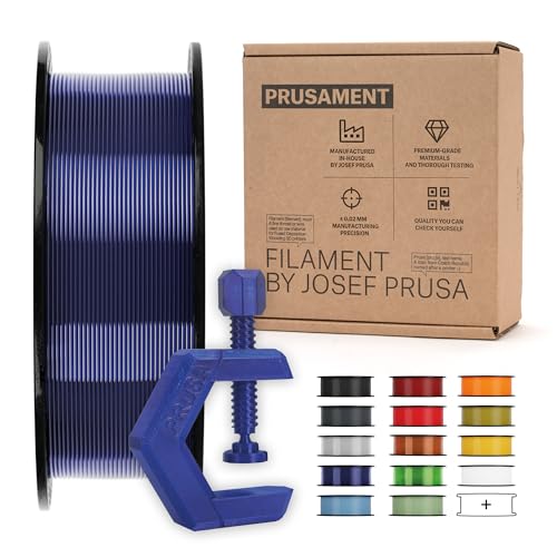 Image of Prusament 3D Printer Premium Filament PETG Ultramarine Blue Transparent 1.75mm - 1kg Spool - High Precision ±0.02 mm - Low Stringing - Strong Layer Bond - Ideal for Beginners & Professionals