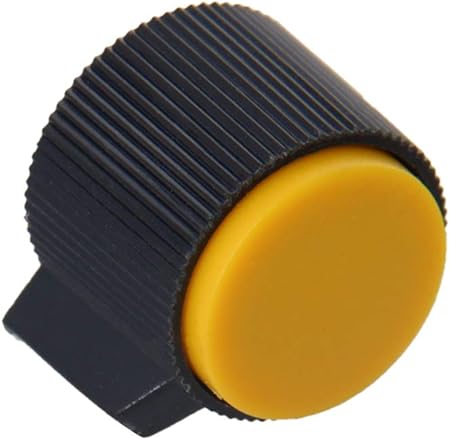 Amazon.co.jp_ Fielect ポテンショメータノブ ベークライト製 シャフト穴径6mm ダイヤル つまみ φ19 ダイヤル印字あり シャフト径φ6用ギター音量トーンノブ 軸ボリューム 音量調節 ボリューム調節 19x16.5mm 黄 5個入り _ 産業・研究開発用品