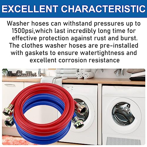 Miflus 4FT RUBBER WASHING MACHINE HOSES Washer Hoses 4Ft/4Ft Rubber Washer Hose,Universal Washing Machine Hoses/Washer And Dryer Hose 3/4 Washer Hose thumb #6