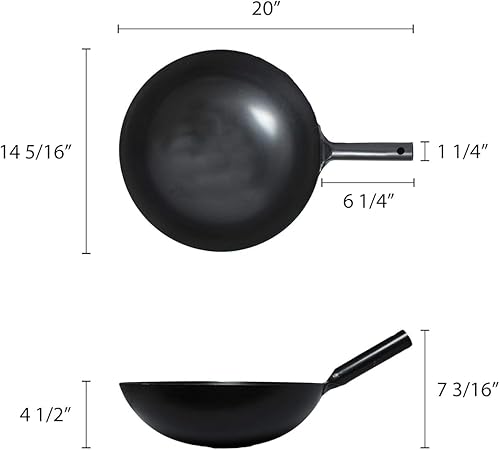 Miniatura 6 de Wok japonés de grado comercial de 14 pulgadas, utensilios de cocina tradicionales japoneses - Sartén de acero al carbono, fabricado en Taiwán