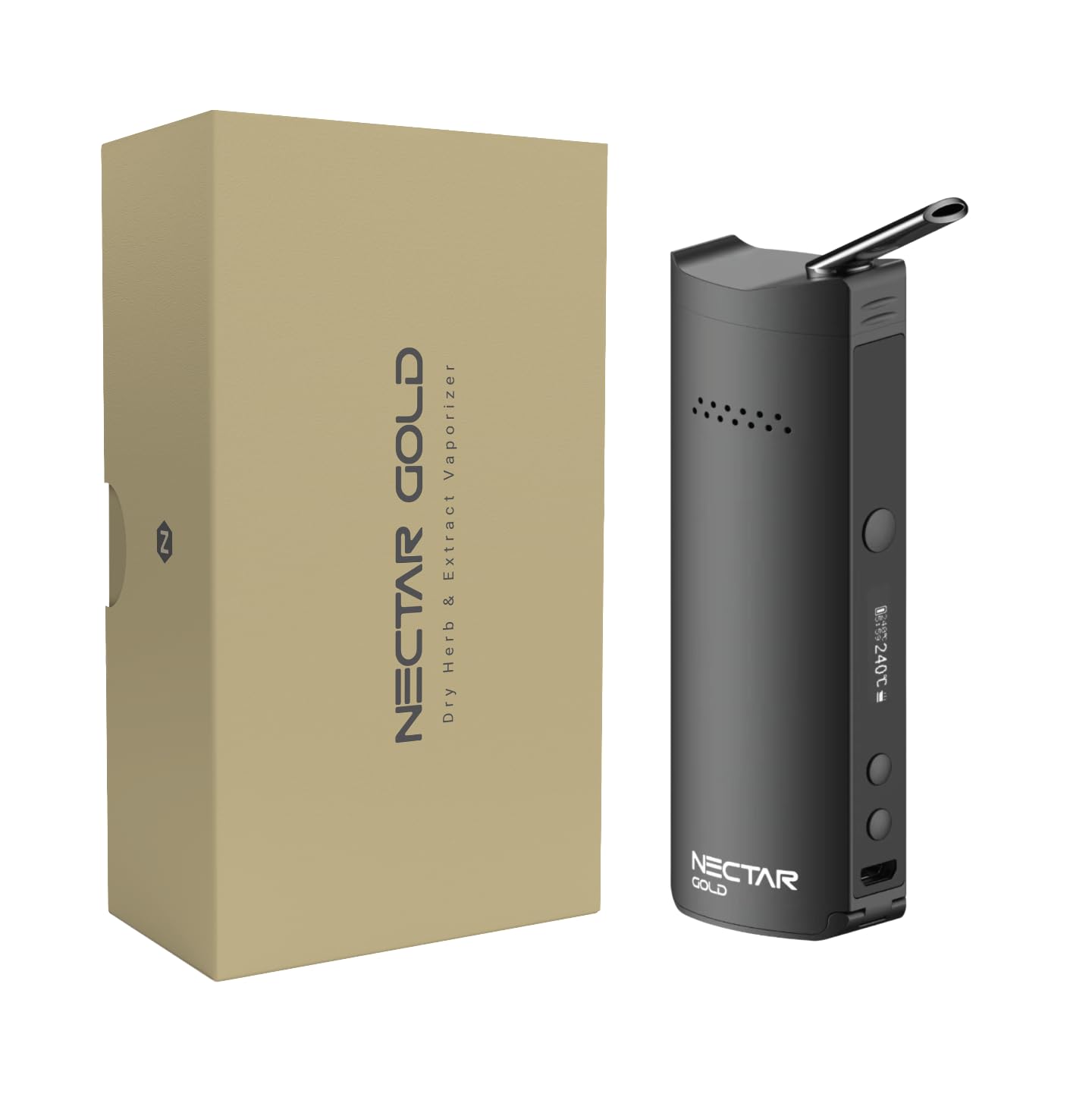 Vaporizzatore Erba ed Estratti Nectar Gold | 3 Anni di Garanzia | Batteria sostituibile per 8 sessioni, flusso d'aria isolato, precisione della temperatura, accessori inclusi