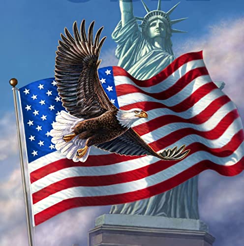 Iconic USA Cotton Panel American Eagle Flag and Statue of Liberty 36 X 44 David Textiles ML 3479