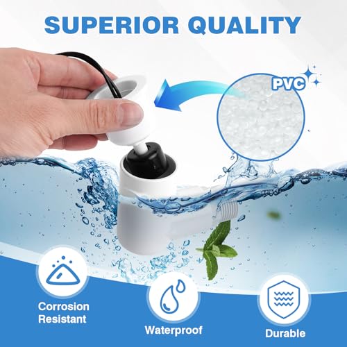Image of SS2 AC Float Switch L Shape, Overflow Switch for HVAC Systems, Float Switch for Air Conditioner with 3 /4 Inch Adaptor and 6Ft Wire, Detect Condensate Overflow for Drain Pan Condensate Outlet