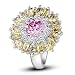 Psiroy 925 Sterling Silver Created Pink Topaz Filled Cluster Flower Statement Ring
