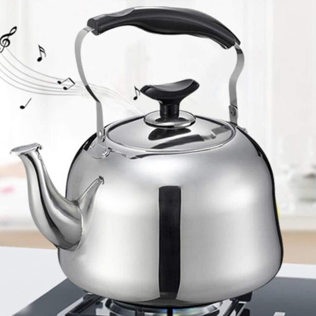 SHISHI Caldera de Acero Inoxidable 304 5L de Gran Capacidad de los hogares silba Gas Gas Cocina de inducción Universal Cocina Jarros Durable y fácil de Limpiar.