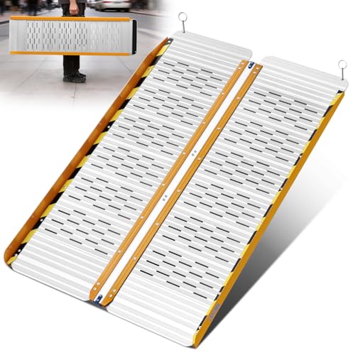 LIEKUMM Rampa per sedia a rotelle, 121 x 73 cm Rampe per Disabili pieghevole, fino a 300 kg, in alluminio, per gradini, soglie, scale