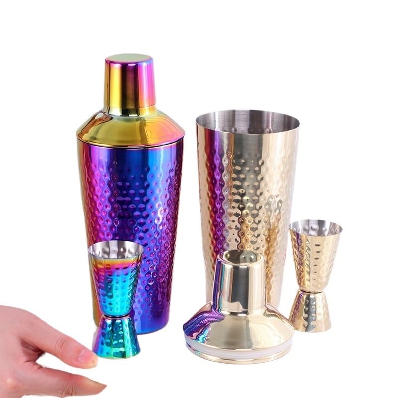 Coctelera,Cocktail Shaker 1-2 Coctelera De Acero Inoxidable con Vaso Medidor For Bebidas, Fiestas Y Bares(Colorful)