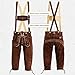 BAVARIA TRACHTEN Lederhosen - Genuine Leather Authentic German Lederhosen for Men - Dark Brown Kneebound (Long) German Leather Pants
