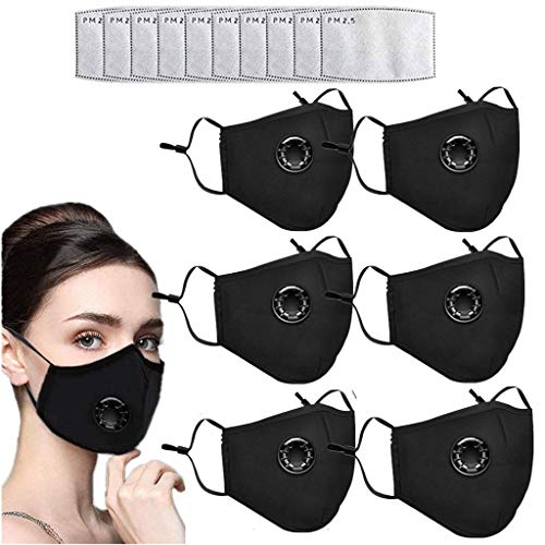 BDToy - Bandanas para la cara reutilizables, algodón lavable a prueba de polvo y algodón de seguridad con válvula de respiración, protección contra el polvo, salud facial para adultos, multicolor Cover