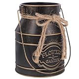 TOYANDONA Macetero Metálico Vintage Estilo Rústico con Asa Cubo de Hierro para Flores y Plantas Maceta Decorativa para Balcón y Exterior Diseño Retro con Patas para Decoración de Hogar