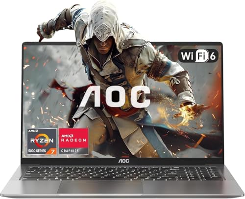 AOC Gaming Laptop,AMD Ryzen 7 5825U,Up to 4.5GHz,16.1 Inch Notebook,16 GB DDR4 RAM, NVME SSD 512 GB,Tastatur mit Hintergrundbeleuchtung,Radeon RX Vega 8, WiFi 6