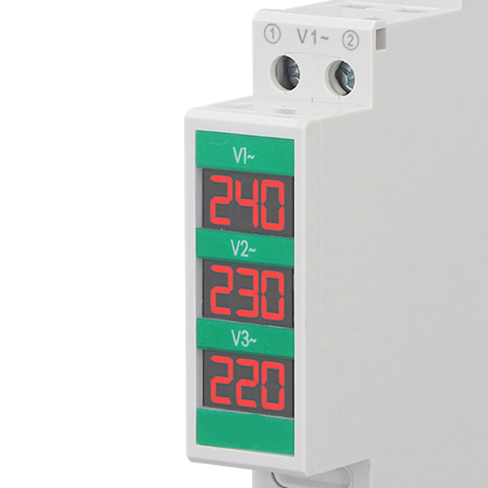 Voltmetro Trifase Digitale Con Schermo LCD - Misuratore Di Tensione 60-450V Per Montaggio Su Guida DIN - Foto 3