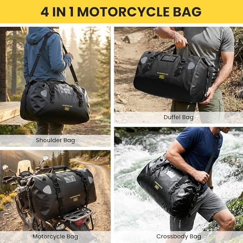 HOMIEE Bolso Seco Impermeable 40L, Bolsa de Viaje para Motocicleta con Cierre Roll Top y Correas para Hombro, Bolsillo Exterior de Malla con Cremallera para Camping, Kayak, Pesca y Viajes miniatura 4