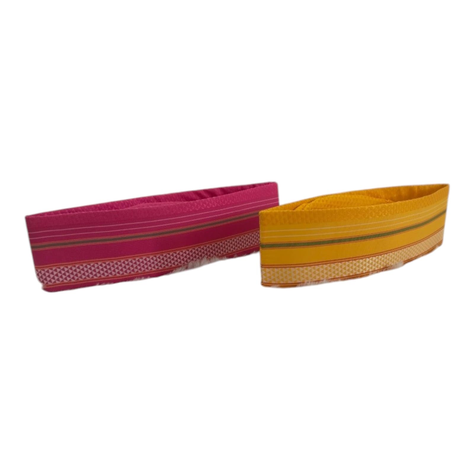 firstdemand Traditional Ready to Wear Dupion Silk Topi for Men – Wedding, Pooja & Festive Ethnic Cap | Maharashtrian Style Pagdi Hat | Yellown & Pink Combo-picture-10