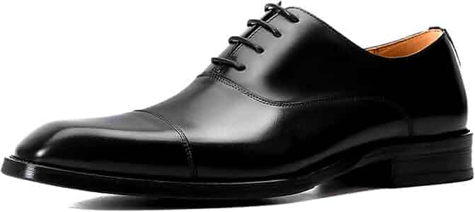 Foti square toe black leather lace-up tie oxford shoes men 9.5 Emeraldi Mens Black Square Toe Lace-up Oxford Calfskin  main image 4