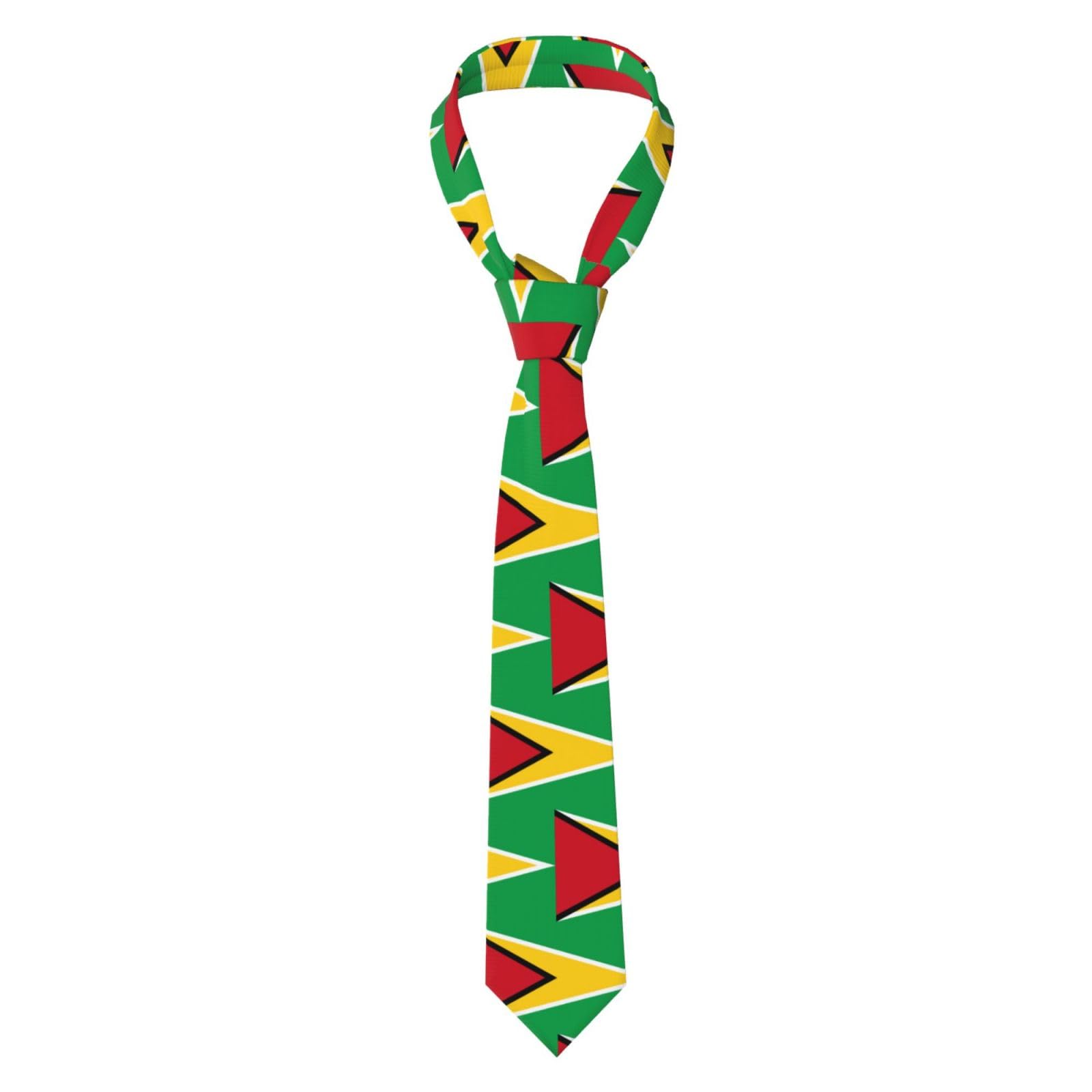 Askhgg Men's Black Novelty Necktie, Flag Of Guyana Print Formal Neck Ties For Business, Wedding Daily Wear, Father's Day Gift