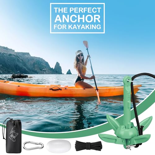 Image of Lounsweer 2 Pack 1.5 /3.5 lb Marine Kayak Anchor Kit Folding Grapnel Anchor Kit Boat Kayak Fishing Accessories for Small Boats Kayaks Canoe Paddle Boards