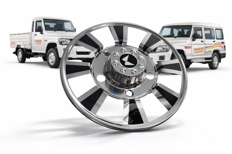 Image of Luxury 15-Inch Hubcaps Compatible for Bolero | Unique Spiral Blade Design | Weather-Resistant Alloy Look Wheel Caps | Steel Wheel Cover | Black /Silver | MS Material (Diamond Cut 15 inch Inch)