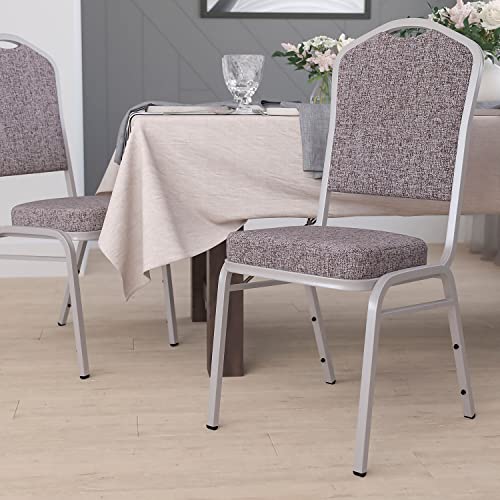 Flash Furniture Hercules Series Crown Back Stacking Banquet Chair In Herringbone Fabric - Silver Frame #TOP1
