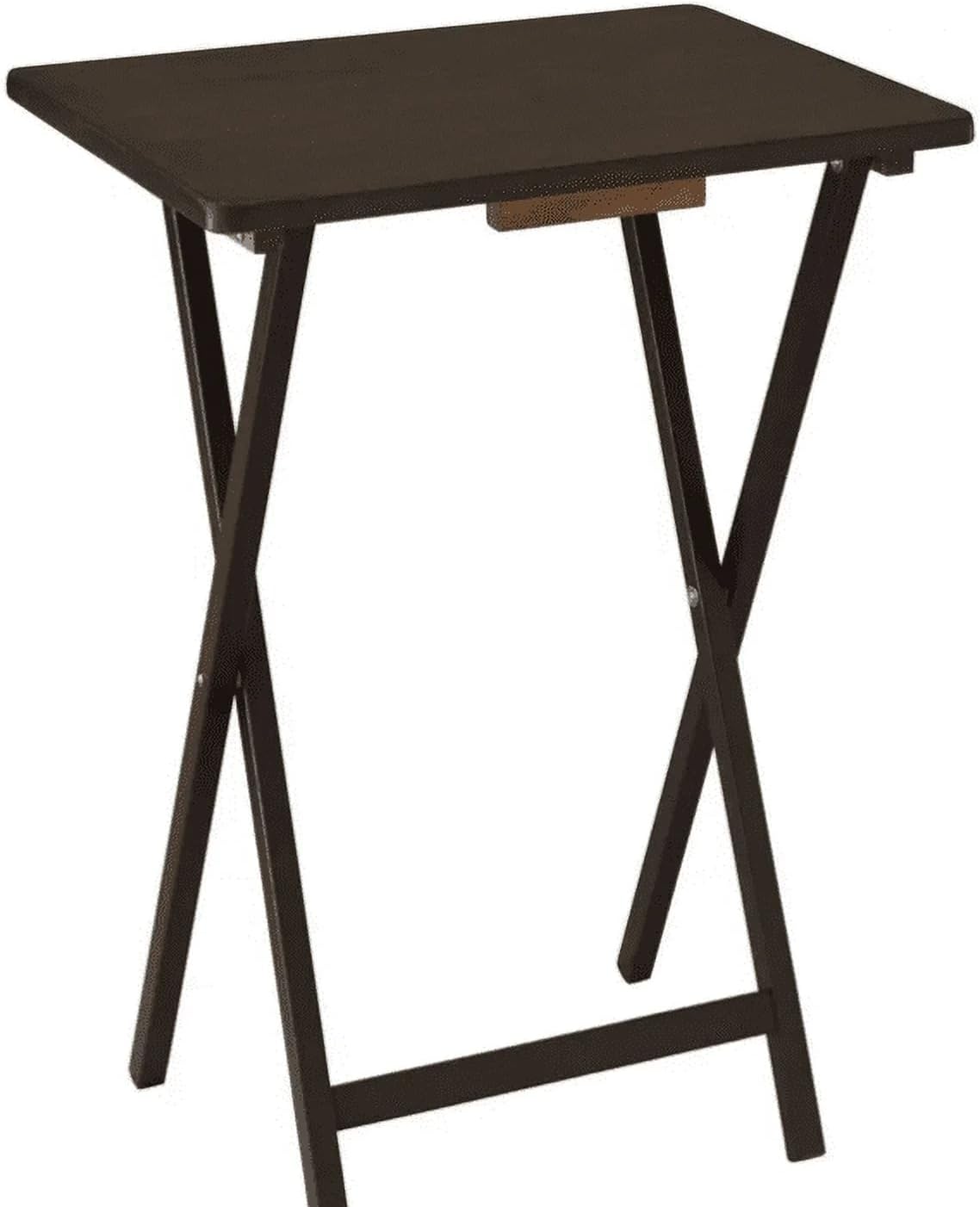 4-Piece Folding TV Tray Table Set with Storage Rack, Rubberwood, Rectangular, Green, 19x15x26 Inches