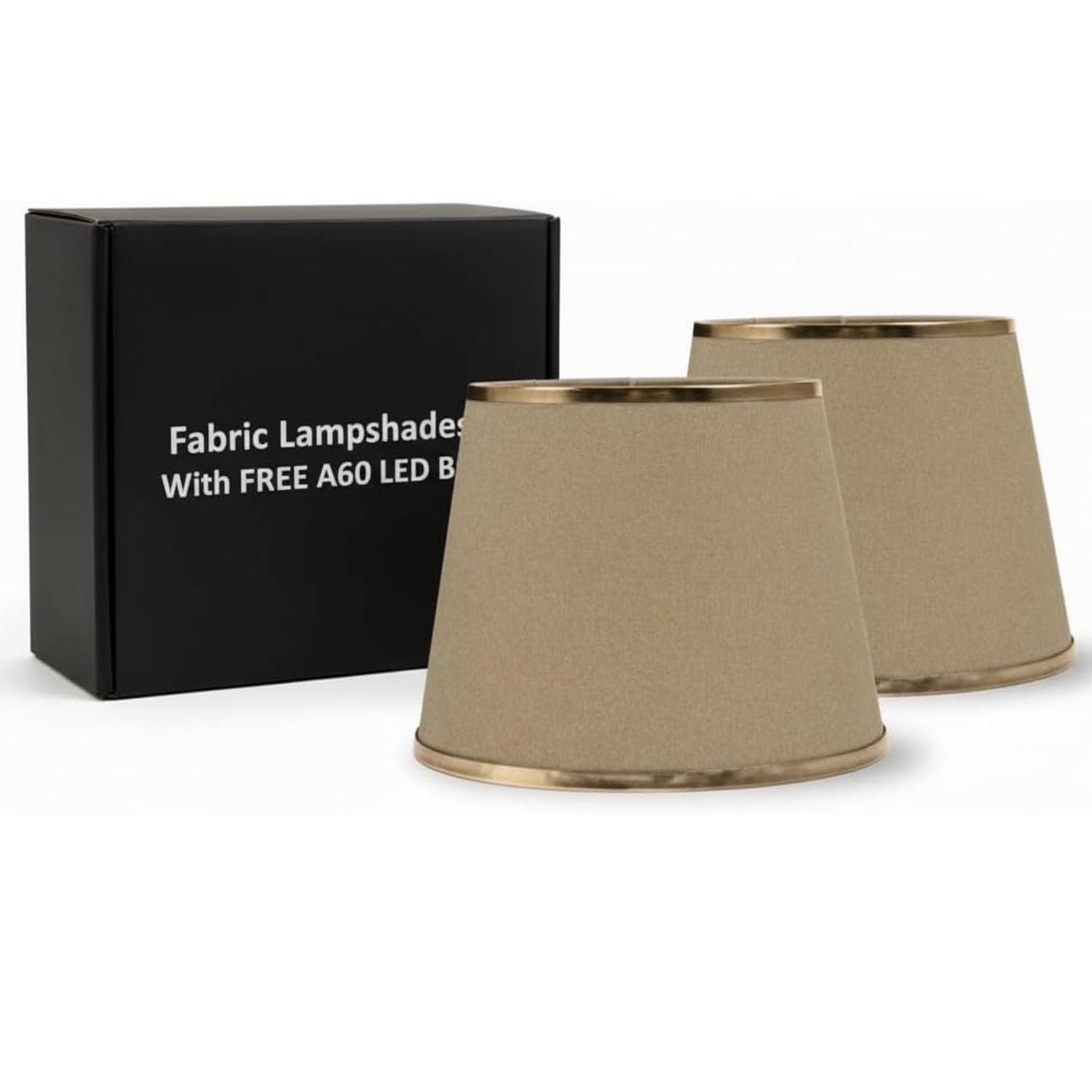 LEDSone 2 Pack 30cm Drum Lampshade Turmeric Burlap Linen Fabric Lamp Shade for Table & Floor Lamps, Modern Durable Metal Frame Easy Fit Replacement Light Shade for Living Room Bedroom Office Decor — image 1