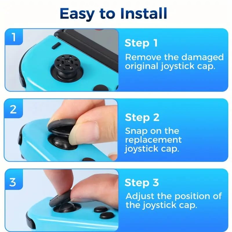 Cubierta Joystick Switch, Grips para Joystick, Fundas para thumbstick, Tapas para Pulgares de switch, joystick Thumb Stick, Compatible con Nintendo, Silicona, 3 Pares - imagen 5