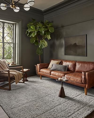 Image of Loloi Magnolia Home by Joanna Gaines Jones Slate 9'-3 inch x 13' Area Rug | Magnolia Home by Joanna Gaines JON-04 Approx. 9x13 Grey Living room Dining room Bedroom, Plush, Organic, Low-Pile, Area Rug