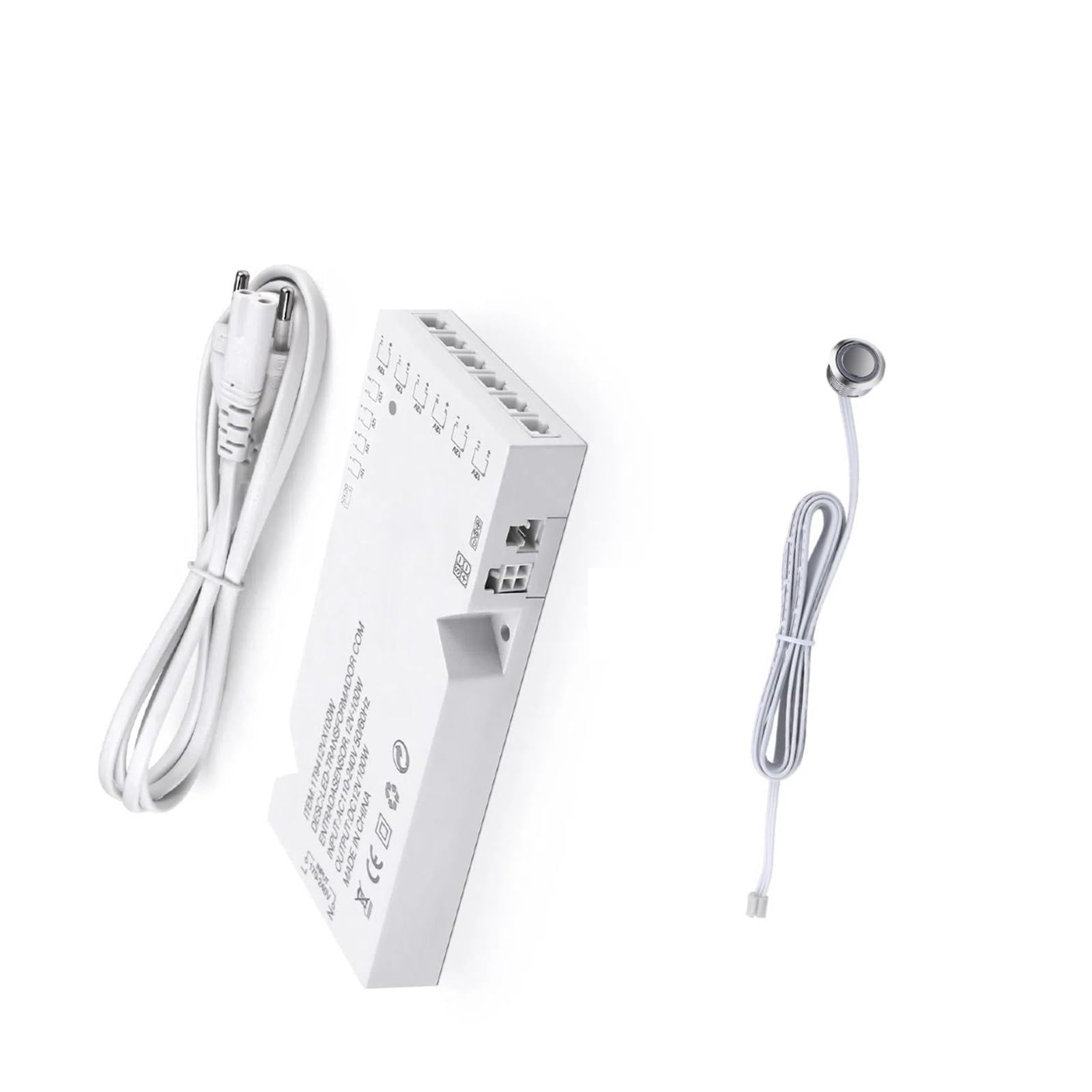 AC85V-265V LED Driver Lighting Power Supply With Stepless Dimming Touch Switch 4-10 Ports Driver For LED Group Light(100W-10Ports,EU Plug)