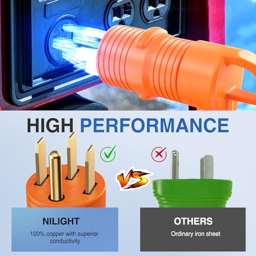 Image of Nilight 50 Amp to 30Amp RV Power Adapter 14-50P to TT-30R