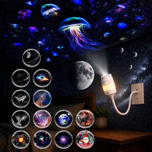 Image of 2-in-1 Galaxy Projector Night Light with 13 Films, USB Star Projector