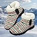 Yreiwoby Fashion Stripe Kids Winter Boots Size 2 Big Kid Funny Christmas Shoes with Arch Support Boys Girls Water Resistant Snow Booties with Cozy Faux Fur Lining Non-Slip Pull On Sneakers