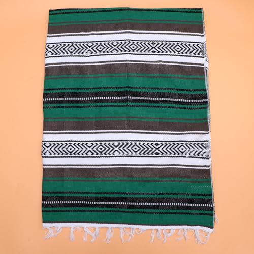 Manta mexicana verde 130x180 cm de algodón y poliéster para sofá 7
