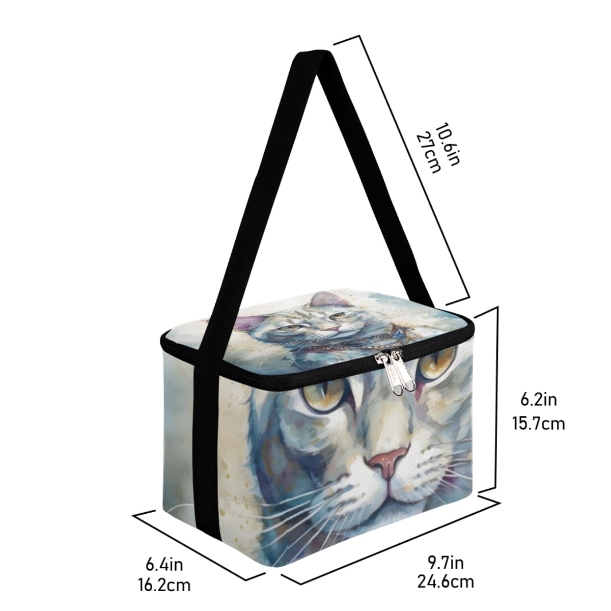 GzLeyigou Lunch Bags for Women Men 9 Cans,Cat Hot & Cold Food Delivery Bag Insulated Grocery Bag Insulated Lunch Box Animal Cat Cooler Bag for Office Work Picnic Beach