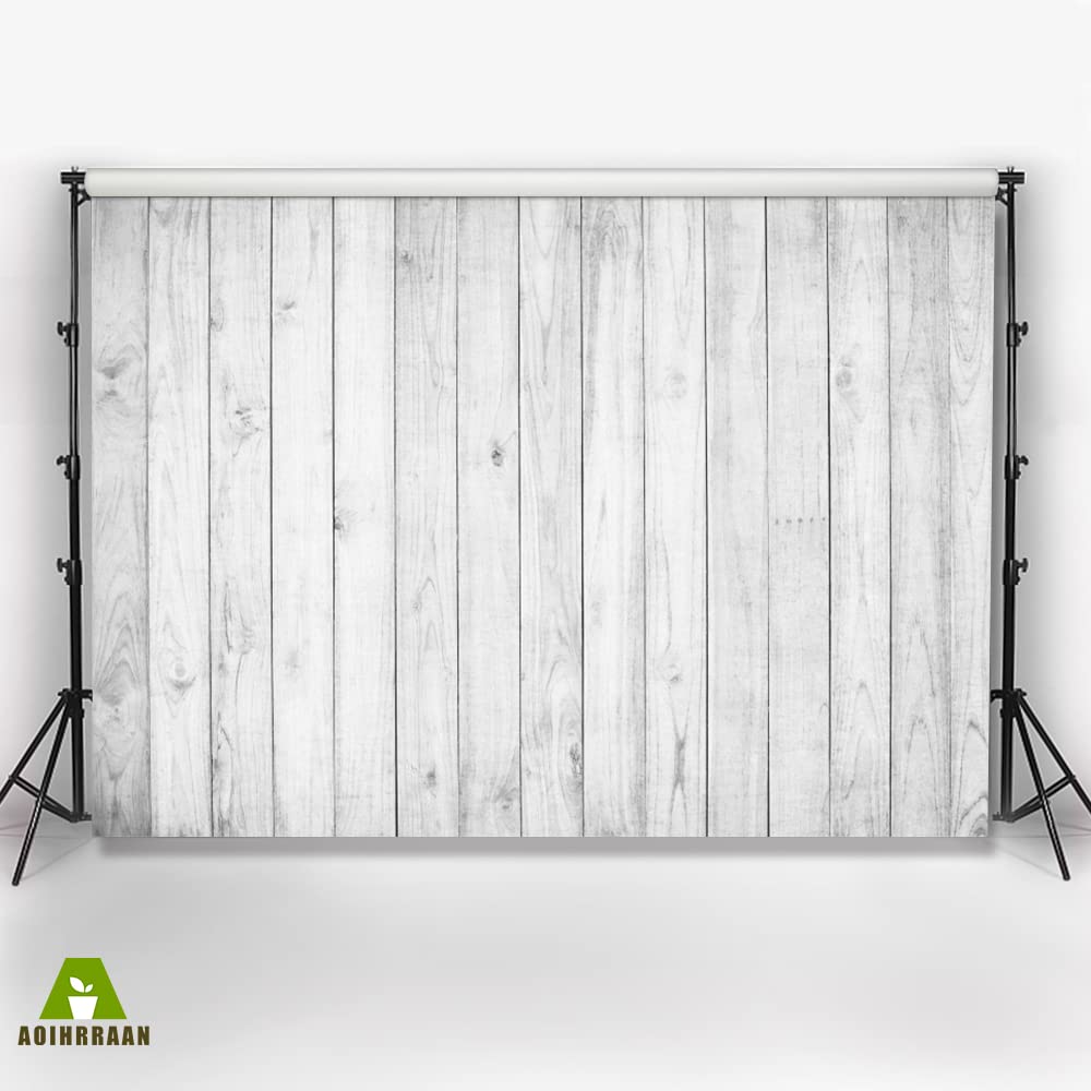 Aoihrraan 3x2m Gris Clair Bois Toile de Fond Rustique Vieille Planche de Bois Photographie Fond Artisanat Salle de Fête Papier Peint Baby Shower Anniversaire Gâteau Table Mariage Photo Props