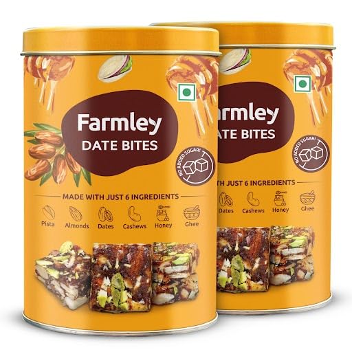 Farmley Date Bites I 360 gram I Dates Barfi Made with Dates, Pista, Cashews, Almonds, Honey and Pure Ghee I Dry Fruits Nuts, Healthy Delicious Indian Sweets, No Added Sugar, (180 g, Pack of 2) (B0CSP22Z6K) Amazon Price History, Amazon Price Tracker