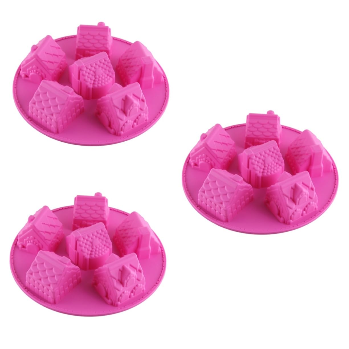 Abaodam 3pièces Moule à Gâteau Silicone Créatif Cavités Villa Antiadhésif Pour Et Pâtisserie Pour Cuisine Couleur Aléatoire