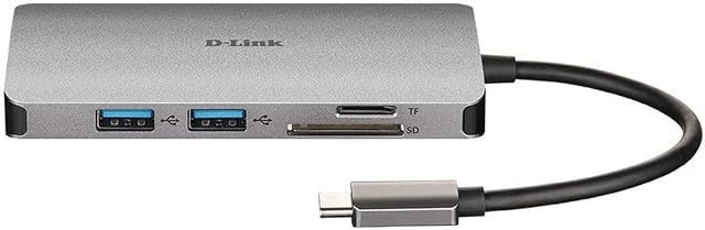 D-Link DUB-M810 8-In-1 USB-C Hub with Power Delivery, HDMI 1.4, Gigabit Ethernet RJ-45, 3 USB 3.0 Ports, SD/MicroSD Reader for MacBook Pro 2016 or later, MacBook Air 2018, Chromebook, Surface Pro 7