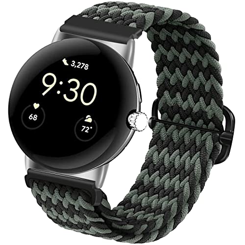 kytuwy Pixel Watch Band-Stretchy Nylon Sport Band Compatible with Google Pixel Watch ,Adjustable Braided Solo Loop Soft Pixel Watch Bands,Replacement for Google Watch Band Women Men
