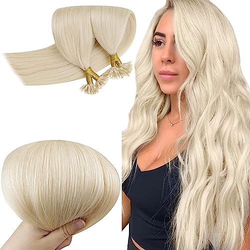 RUNATURE 24 Inch U Tip Human Hair Extensions, Blonde, Straight, Soft Remy Hair, 50g, 50s, 3.1Utip-#60