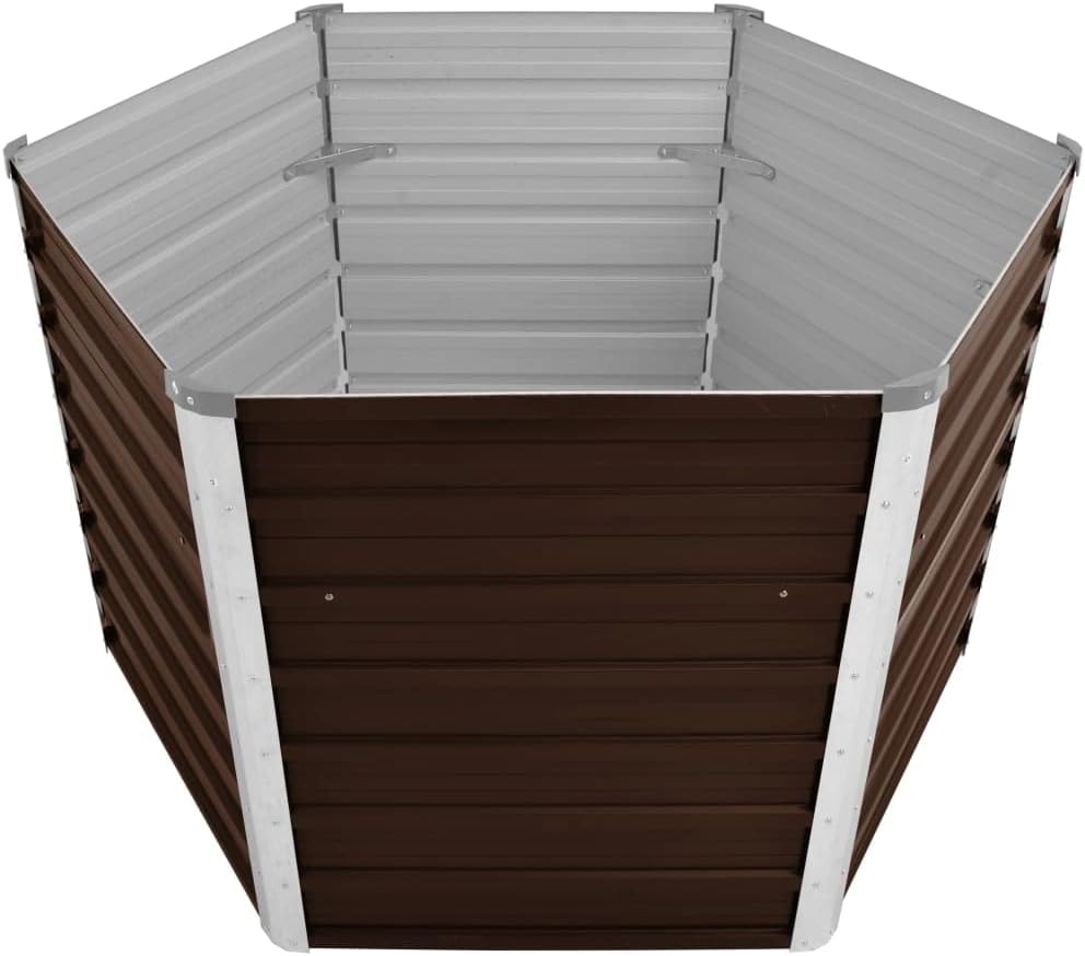 Garden Raised Bed,Herb Garden Planter Outdoor,Garden centerpieces,Open Bottom,Hexagonal Shape, for Plants, Flowers and Vegetables, Brown 50.8"x50.8"x30.3" Galvanized Steel