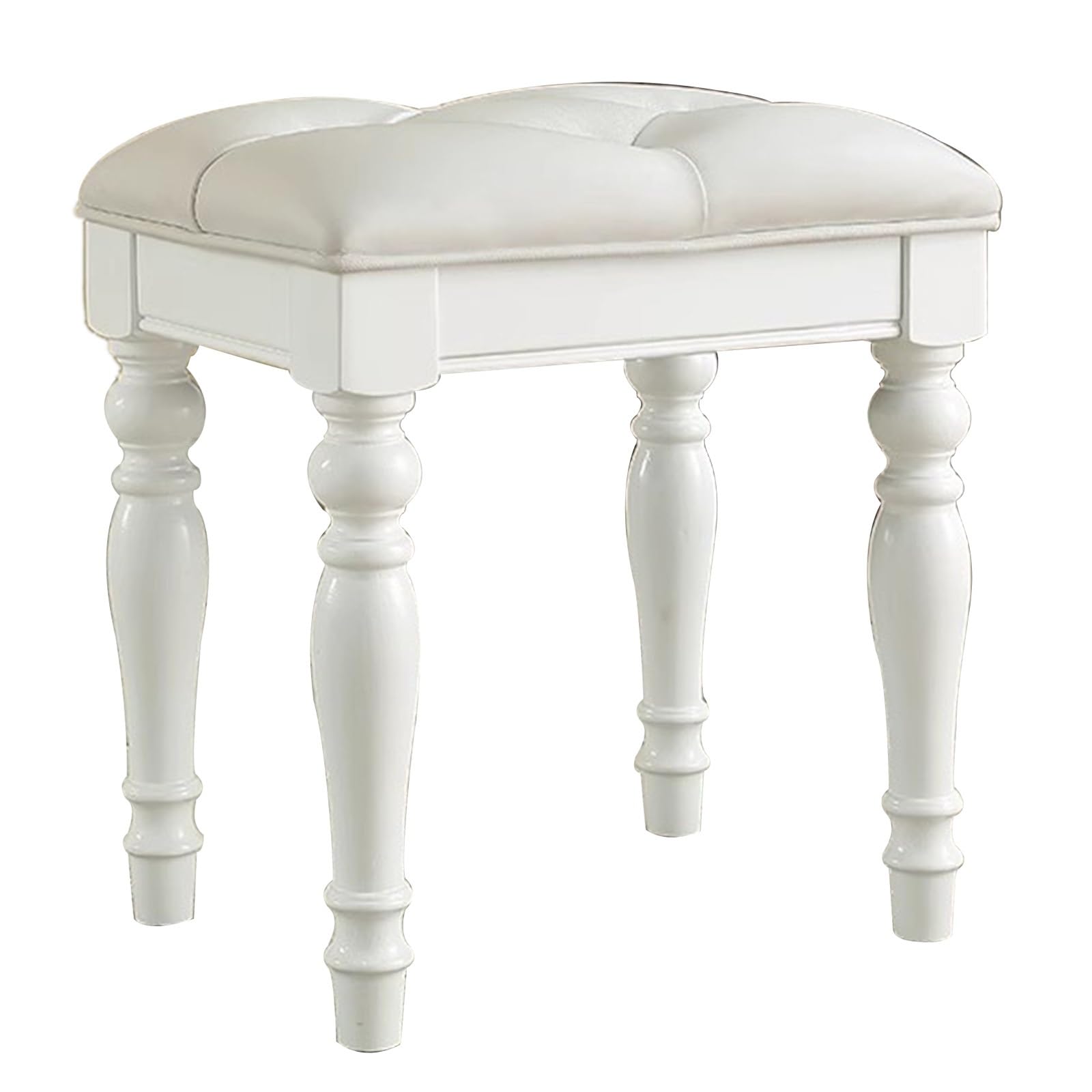 SZKTHD Taburete De Tocador De Madera Maciza Cojín Elástico Suave Banco De Maquillaje Material De Madera De Caucho(Blanco)