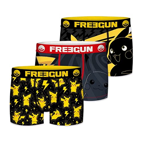 FREEGUN Calzoncillos Niño Pikachu, Boxer Joven y Adolescente Pokemon, Transpirable y Stretch (Lote...