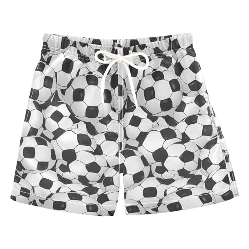 ALAZA Football Ball Soccer White Boys Quick Dry Beach Board Shorts Kids Swim Trunks Bathing Suit Swimsuit 3T