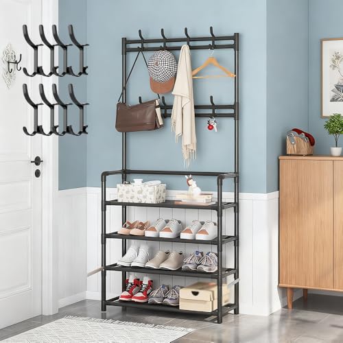 �V���[�Y���b�N �X���� �ȃX�y�[�X 4�i/5�i ���^ �V���E�X�y�[�X ���ʔ� ������� ���փ}�b�g shoes rack (�u���b�N, 4�i��80cm)