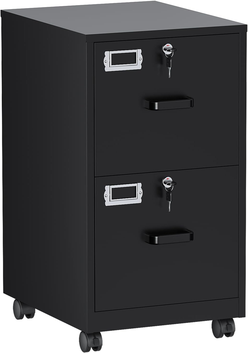 BYNSOE 2-Drawer Metal File Cabinet with Lock and Wheels: Secure Mobile Storage for Home Offices