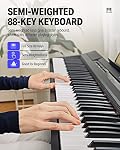 Donner DEP-10 Piano numérique 88 Key semi-weighted, Piano électrique de pleine taille Portable clavier pour les débutants avec support de meubles, triple pédales, alimentation