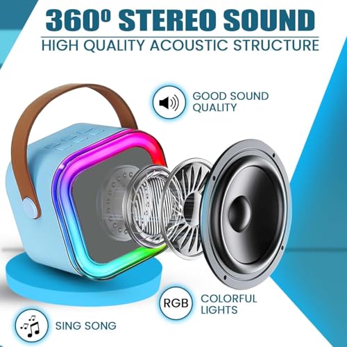 Image of Fully Karaoke Mic with Speaker for Singing Mini Portable Bluetooth Speaker with Mic and LED Lights Best Birthday Gift for Kids and Adults Pack of 1
